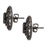Black Ruthenium Plated Stunning Sterling Silver Earring Adorned With Polished Black Spinel - Fashion Apparel 