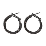Black Ruthenium Plated Loop Style Sterling Silver Earring With Polished Natural White Zircon - Fashion Apparel 