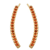 Stylish Yellow Gold Rhodium Plated Sterling Silver Earring Adorned With Fire Opal - Fashion Apparel 