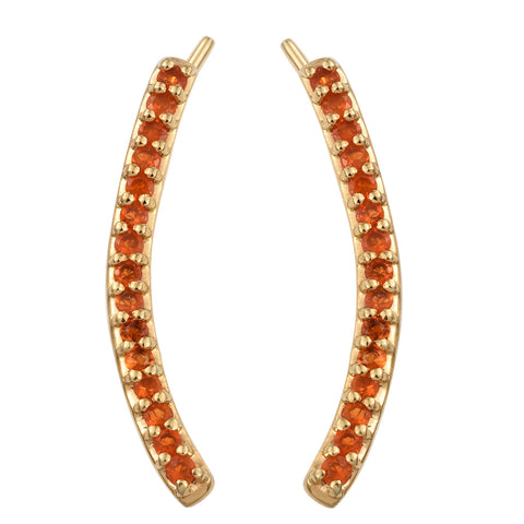 Stylish Yellow Gold Rhodium Plated Sterling Silver Earring Adorned With Fire Opal - Fashion Apparel 