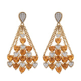 Yellow Gold Rhodium Plated Sterling Silver Earring With Citrine And Natural White Zircon - Fashion Apparel 