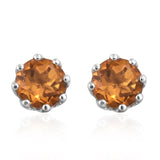 A Dangle Sterling Silver Citrine Earrings Plated With Rhodium. - Fashion Apparel 