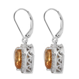 Rhodium Plated Sterling Silver Earring Adorned With Citrine And Natural White Zircon. - Fashion Apparel 