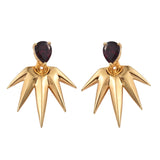 Stylish Yellow Gold Rhodium Plated Sterling Silver Earring With Rhodolite Garnet. - Fashion Apparel 