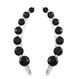 Sterling Silver Earring With Rhodium Plating And Black Spinel - Fashion Apparel 