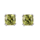 Rhodium Plated Sterling Silver Earring Jeweled With Polished Peridot. - Fashion Apparel 