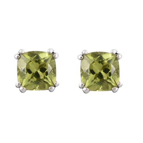 Rhodium Plated Sterling Silver Earring Jeweled With Polished Peridot. - Fashion Apparel 