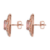 Rose Gold Rhodium Plated Sterling Silver Earring With Salmon Sorbet Coated Quartz - Fashion Apparel 