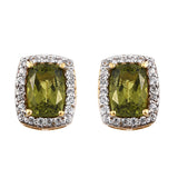 Sterling Silver Vesuvianite Earrings Polished With Yellow Gold Rhodium. - Fashion Apparel 
