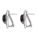 Black Jade Natural White Earrings Polished With Rhodium In Sterling Silver. - Fashion Apparel 