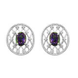 Mystic Coated Quartz Sterling Silver Hook Earrings Polished With Rhodium. - Fashion Apparel 