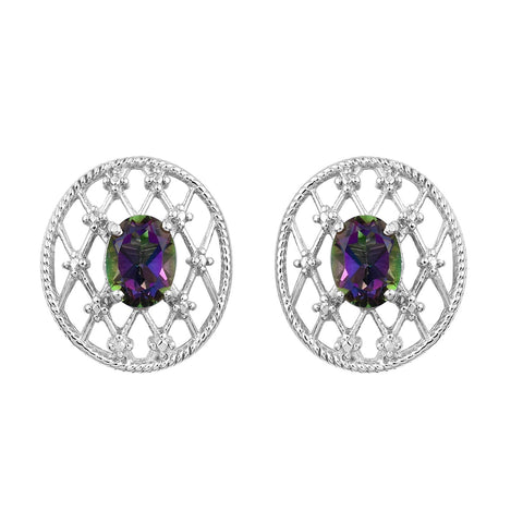 Mystic Coated Quartz Sterling Silver Hook Earrings Polished With Rhodium. - Fashion Apparel 