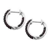 Rhodolite Garnet Sterling Silver Earrings Polished With Rhodium. - Fashion Apparel 