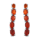 Fire Opal Earrings Polished With Rhodium In Sterling Silver. - Fashion Apparel 