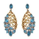 Apatite Earrings, Sterling Silver Polished With Yellow Gold Rhodium. - Fashion Apparel 