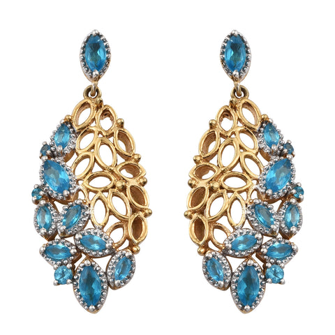 Apatite Earrings, Sterling Silver Polished With Yellow Gold Rhodium. - Fashion Apparel 