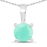 2.75 Carat Emerald, Glass Filled Ruby and Glass Filled Sapphire .925 Sterling Silver Pendant - Fashion Apparel 