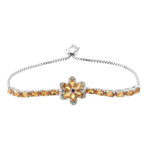 Modish Red Garnet And Citrine Necklace With Natural White Zircons, Set In Rhodium - Fashion Apparel 