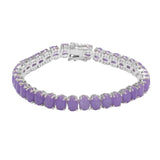 Purple Jade Plated With Rhodium In Sterling Silver. - Fashion Apparel 