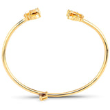 Semi-Precious Gold Plated Sterling Silver Bangle With Polished Citrine And Smoky Quartz. - Fashion Apparel 