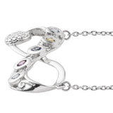 Rhodium Plated Sterling Silver Necklace With Polished Signity Blue Topaz, Signity Ice Blue Topaz, Signity Khaki Topaz, Signity Sum Blue Topa - Fashion Apparel 