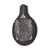 Royal Looking Sterling Silver Earring With Polished Golconda Diamond Topaz, Black Rutile Quartz, Black Spinel Gemstones And Rhodium Plating. - Fashion Apparel 