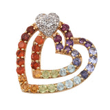 Stately Sterling Silver Pendant With Yellow Gold Plating And Apatite, African Amethyst, Citrine, Fire Opal, Iolite, Rhodolite Garnet, Perido - Fashion Apparel 