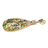 Yellow Gold Rhodium Plated Sterling Silver Pendant With Black Spinel, Natural White Zircon, Teal Apatite, Russian Diaopside, Tsavorite Garne - Fashion Apparel 
