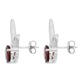 Glamorous Rhodium Plated Sterling Silver Earring Featuring Polished Red Garnet - Fashion Apparel 