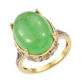 A Gorgeous Dyed Color Green Jade Silver Sterling With A Finishing Of Yellow Gold Rhodium. - Fashion Apparel 