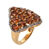 Rhodolite Garnet Silver Sterling Stud Ring With A Finishing Touch Of Rose Gold Rhodium. - Fashion Apparel 