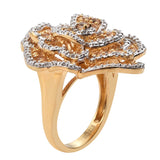 Royal Looking Yellow Gold Plated Sterling Silver With Imperial Topaz, Natural White Zircon Gemstones. - Fashion Apparel 