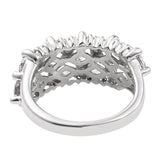 White Topaz With Natural White Zircon Polished With Rhodium In Sterling Silver. - Fashion Apparel 