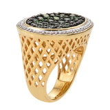 Russian Diopside With White Zircon Sterling Silver Polished With Yellow Gold Rhodium. - Fashion Apparel 