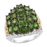 Embellished Sterling Silver Ring With Rhodium Plating And Russian Diaopside, White Topaz. - Fashion Apparel 