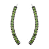 Alluring Rhodium Plated Sterling Silver Earring With Polished Russian Diaopside - Fashion Apparel 