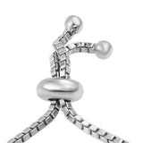 Rhodium Plated Sterling Silver Bracelet With Blue Zircon, Natural White Zircon Gemstones - Fashion Apparel 