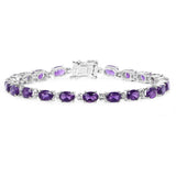 9.03 Carat Genuine Amethyst .925 Sterling Silver Bracelet - Fashion Apparel 