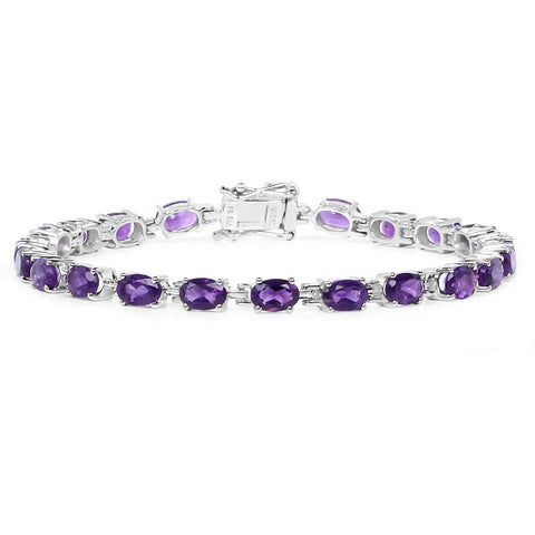 9.03 Carat Genuine Amethyst .925 Sterling Silver Bracelet - Fashion Apparel 