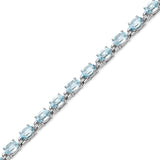 10.71 Carat Genuine Blue Topaz .925 Sterling Silver Bracelet - Fashion Apparel 