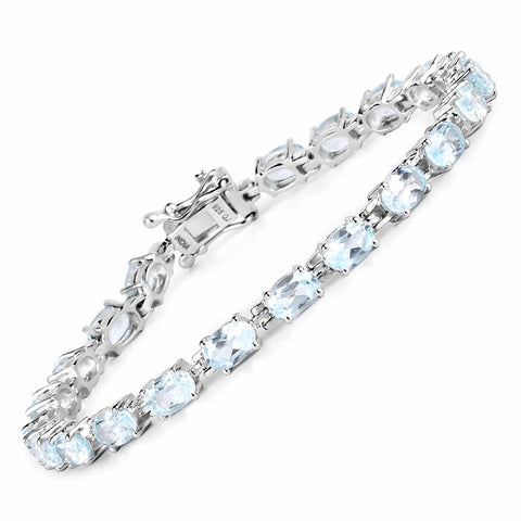 10.71 Carat Genuine Blue Topaz .925 Sterling Silver Bracelet - Fashion Apparel 