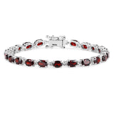 10.71 Carat Genuine Garnet .925 Sterling Silver Bracelet - Fashion Apparel 