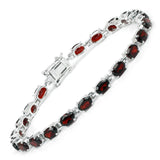 10.71 Carat Genuine Garnet .925 Sterling Silver Bracelet - Fashion Apparel 