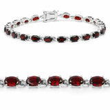 10.71 Carat Genuine Garnet .925 Sterling Silver Bracelet - Fashion Apparel 