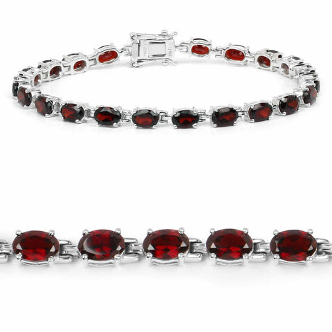 10.71 Carat Genuine Garnet .925 Sterling Silver Bracelet - Fashion Apparel 
