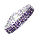 21.21 Carat Genuine Amethyst .925 Sterling Silver Bracelet - Fashion Apparel 