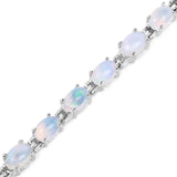 5.94 Carat Genuine Ethiopian Opal .925 Sterling Silver Bracelet - Fashion Apparel 