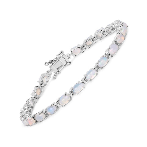 5.94 Carat Genuine Ethiopian Opal .925 Sterling Silver Bracelet - Fashion Apparel 