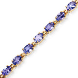 14K Yellow Gold Plated 9.68 Carat Genuine Tanzanite .925 Sterling Silver Bracelet - Fashion Apparel 