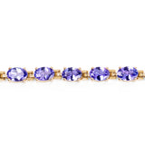 14K Yellow Gold Plated 9.68 Carat Genuine Tanzanite .925 Sterling Silver Bracelet - Fashion Apparel 